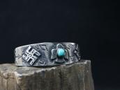 Atq Arrows Stamped 卍 & T-bird Applique Cuff in Silver c.1930