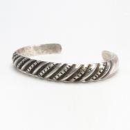 Vintage Navajo Bias File & Stamped Cast Silver Cuff  c.1950