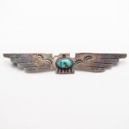 Antique Navajo Thunderbird Shaped Silver Pin w/TQ  c.1930～