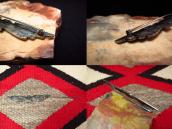 Antique Navajo Thunderbird Shaped Silver Pin w/TQ  c.1930～