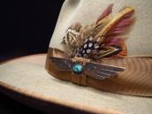 Antique Navajo Thunderbird Shaped Silver Pin w/TQ  c.1930～