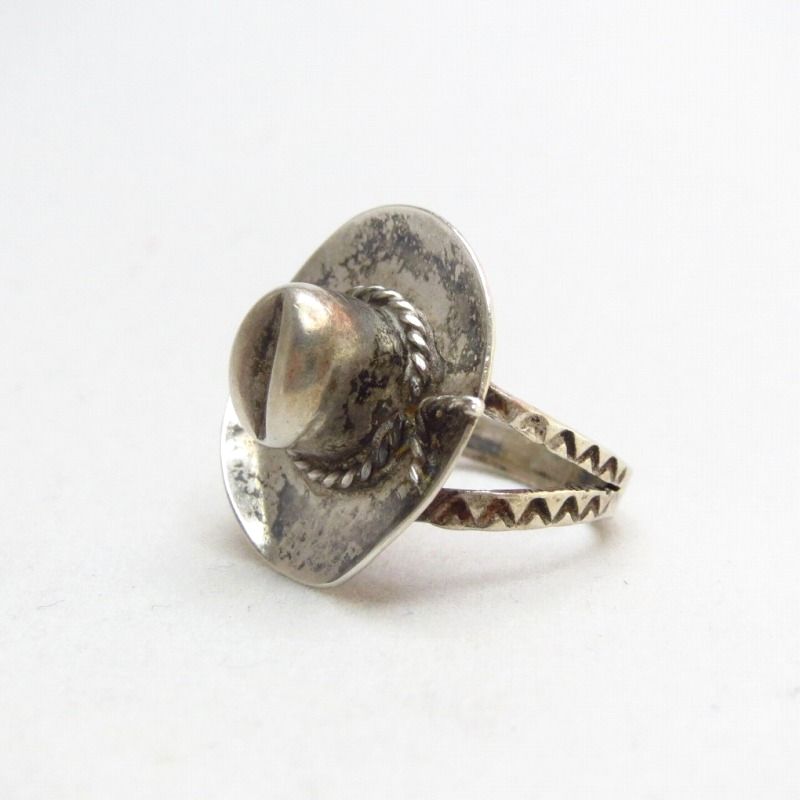 Vintage Navajo/Pueblo Cowboy Hat Silver Tourist Ring c.1940～