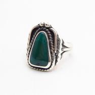 Antique Navajo Split Shank Silver Ring w/Green TQ  c.1940～