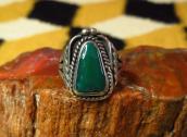 Antique Navajo Split Shank Silver Ring w/Green TQ  c.1940～