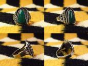 Antique Navajo Split Shank Silver Ring w/Green TQ  c.1940～