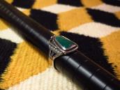Antique Navajo Split Shank Silver Ring w/Green TQ  c.1940～