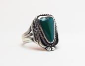 Antique Navajo Split Shank Silver Ring w/Green TQ  c.1940～