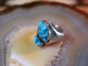 【Horace Iule】Zuni Cast Silver Ring w/Turquoise Nugget c.1960