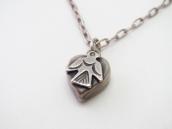 Atq Stamped Thunderbird Applique Heart Top Necklace  c.1935～