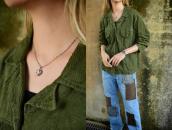 Atq Stamped Thunderbird Applique Heart Top Necklace  c.1935～