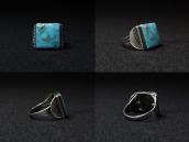 Vtg Navajo Split Shank Silver Ring w/Sq. Turquoise  c.1940～