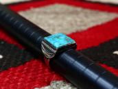 Vtg Navajo Split Shank Silver Ring w/Sq. Turquoise  c.1940～