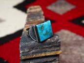 Vtg Navajo Split Shank Silver Ring w/Sq. Turquoise  c.1940～