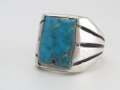 Vtg Navajo Cast Silver Men's Ring w/Sq. Turquoise  c.1965～