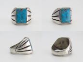 Vtg Navajo Cast Silver Men's Ring w/Sq. Turquoise  c.1965～