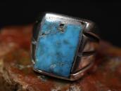 Vtg Navajo Cast Silver Men's Ring w/Sq. Turquoise  c.1965～