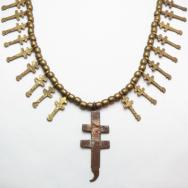 Pueblo coin Dragonfly Cross Brass Necklace  c.1960