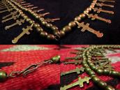 Pueblo coin Dragonfly Cross Brass Necklace  c.1960