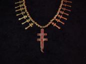 Pueblo coin Dragonfly Cross Brass Necklace  c.1960