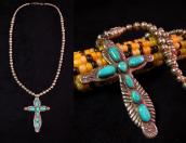 Horace Iule Zuni Vintage Cross Fob Beads Necklace