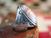 Vintage Navajo Cast Silver Ring w/White Pink Agate  c.1950～
