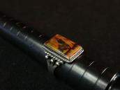 Vintage Navajo Silver Men's Ring w/Sq. PetrifiedWood c.1945～