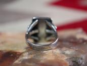 Vintage Navajo Silver Men's Ring w/Sq. PetrifiedWood c.1945～