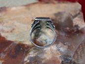 Vintage Navajo Silver Men's Ring w/Sq. PetrifiedWood c.1945～