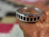 Antique Hopi or Navajo Stamped Silver Narrow Ring  c.1935～