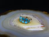 Vintage Zuni "DishtaStyle" Turquoise Inlay Worn Ring c.1950～