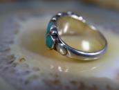Vintage Zuni "DishtaStyle" Turquoise Inlay Worn Ring c.1950～