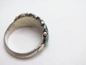 Vintage Zuni "DishtaStyle" Turquoise Inlay Worn Ring c.1950～