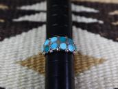Vintage Zuni "DishtaStyle" Turquoise Inlay Worn Ring c.1950～