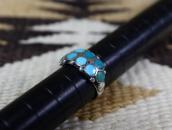 Vintage Zuni "DishtaStyle" Turquoise Inlay Worn Ring c.1950～