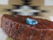 Vintage Zuni "DishtaStyle" Turquoise Inlay Worn Ring c.1950～