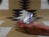 Vintage Navajo Hollow Form Face Ketoh Ring in Silver c.1950～