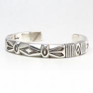 【Thomas Curtis】 Filed & Stamped Heavy Silver Cuff Bracelet