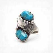 【Mike Simplicio】Zuni Turquoise & Leaf Applique Ring  c.1955～