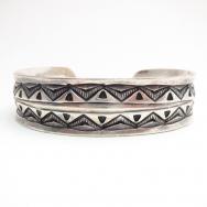 Antique Repoused & 卍 Stamped Silver Cuff Bracelet  c.1910