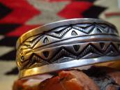 Antique Repoused & 卍 Stamped Silver Cuff Bracelet  c.1910
