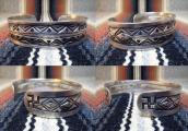 Antique Repoused & 卍 Stamped Silver Cuff Bracelet  c.1910