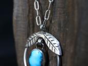 Old Navajo Hoop Top w/Leaf & BisbeeTurquoise Necklace c.1975