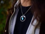 Old Navajo Hoop Top w/Leaf & BisbeeTurquoise Necklace c.1975