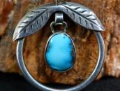 Old Navajo Hoop Top w/Leaf & BisbeeTurquoise Necklace c.1975