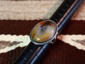 Atq Navajo Split Shank Silver Ring w/PetrifiedWood  c.1940～