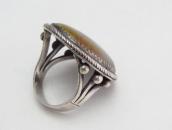 Atq Navajo Split Shank Silver Ring w/PetrifiedWood  c.1940～