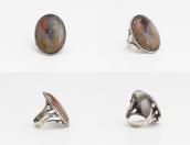 Atq Navajo Split Shank Silver Ring w/PetrifiedWood  c.1940～