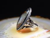 Atq Navajo Split Shank Silver Ring w/PetrifiedWood  c.1940～