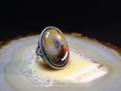 Atq Navajo Split Shank Silver Ring w/PetrifiedWood  c.1940～