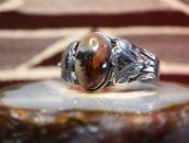 Vintage Navajo Silver Cuff w/High Dome PetrifiedWood c.1945～